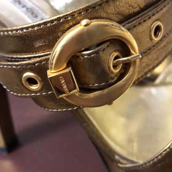 🌺DOMENICO VACCA GOLD PLATFORM HEELS SIZE 10 - Picture 4 of 8